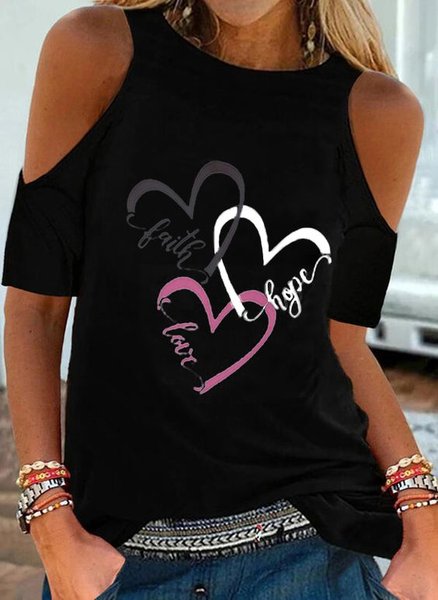 

Loosen Casual Crew Neck Short Sleeve Tops, Black, Tops