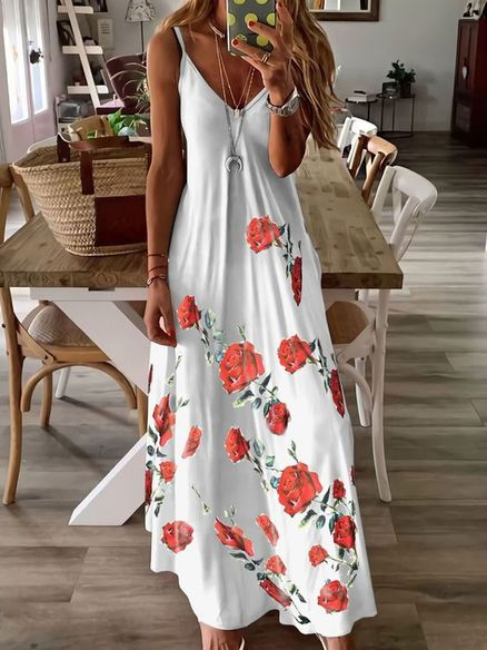 

Regular Fit Short Sleeve Knit Dress, White, Floral Dresses