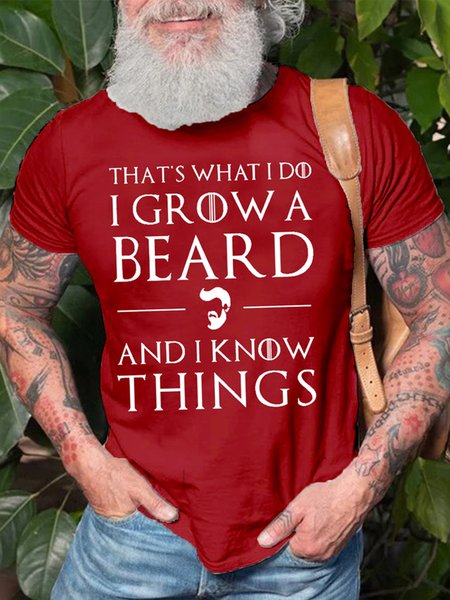 

Funny Beard Casual Short sleeve T-shirt, Red, T-shirts