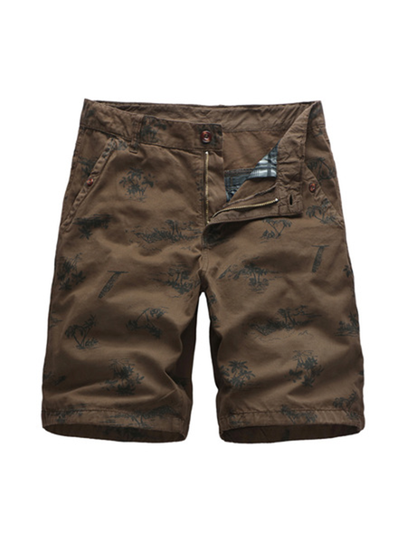 

Beach Plant Coconut Tree Men's Cropped Casual Shorts, Brown, Men's shorts