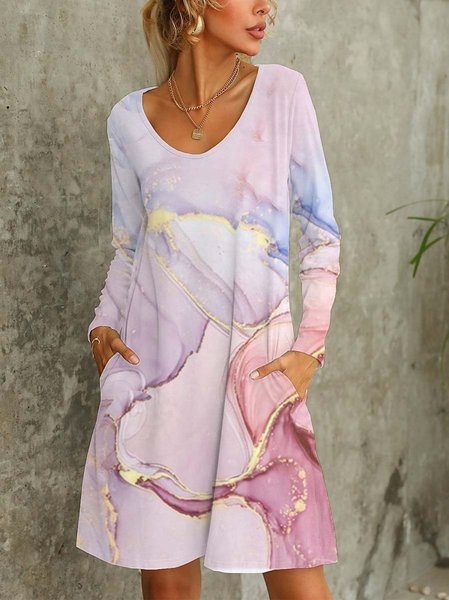 

Crew Neck Ombre Long Sleeve Knit Dress, Pink, Dresses