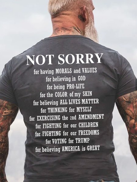 

Not Sorry For Voting For Casual Short Sleeve T-Shirt, Deep gray, T-shirts