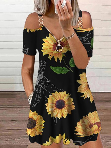 

Sunflower print spring new hot style super nice casual dress for ladies, Multicolor, Dresses