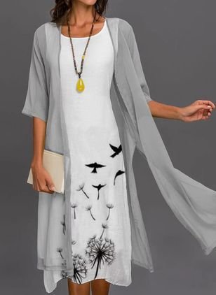 

Chiffon Dandelion Loosen Two Piece Sets, Gray, Suit Set