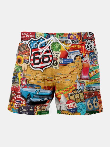 

Vintage Graphics Men's Beach Shorts, Yellow, Men's shorts