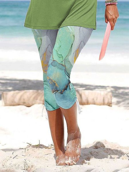

Marble Texture Painted Casual Kenn Leggings, Multicolor, Shorts