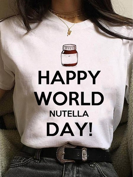 

Letter Print Spring New Explosion Super Good-looking Ladies Casual T-Shirt, White, T-Shirts