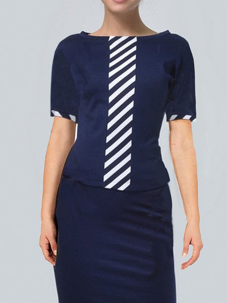 

Striped Short Sleeve T-Shirt, Blue, Tees