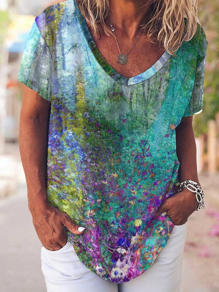 

Abstract Loosen Casual Short sleeve tops, As picture, T-shirts