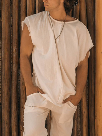 

Men's Loose Round Neck Short Sleeve Tee, White, Men's Clothing>>Men's Tops>>tank & camis