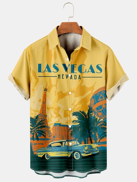 

Men's Printed Casual Breathable Hawaiian Short Sleeve Shirt, As picture, Men's Floral shirt
