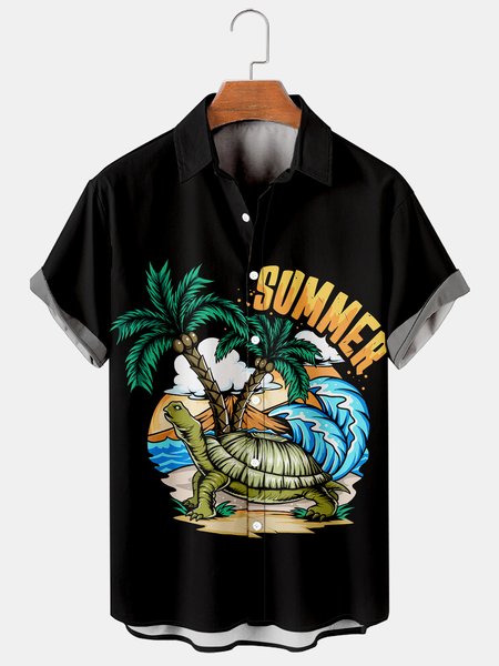 

Men's Printed Casual Breathable Hawaiian Short Sleeve Shirt, As picture, Men's Floral shirt