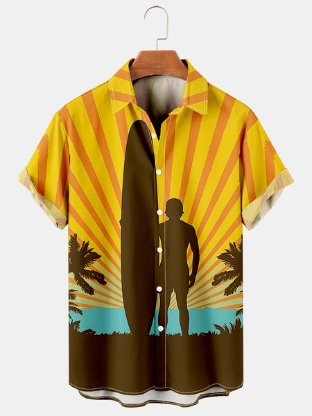 

Men's Printed Casual Breathable Hawaiian Short Sleeve Shirt, As picture, Men's Floral shirt