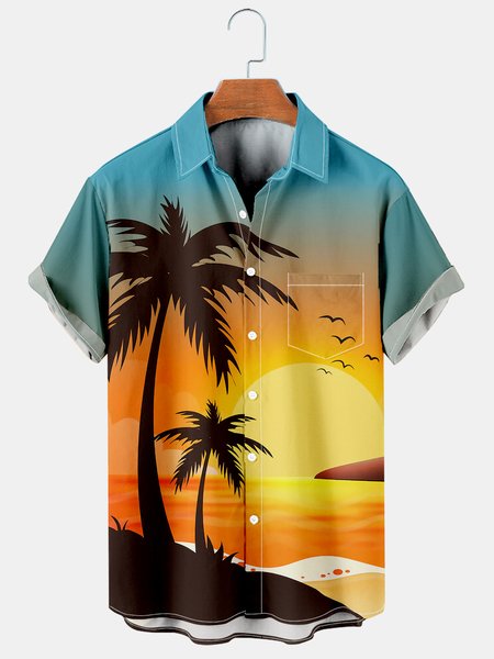 

Men's Printed Casual Breathable Hawaiian Short Sleeve Shirt, As picture, Men's Floral shirt