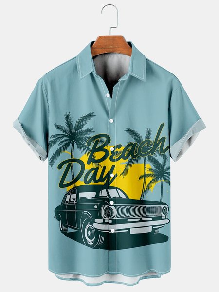 

Men's Printed Casual Breathable Hawaiian Short Sleeve Shirt, As picture, Men's Floral shirt