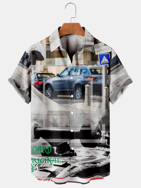

Men's Printed Casual Breathable Hawaiian Short Sleeve Shirt, As picture, Men's Floral shirt