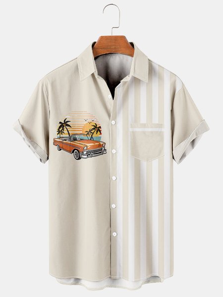 

Men's Printed Casual Breathable Hawaiian Short Sleeve Shirt, As picture, Men's Floral shirt