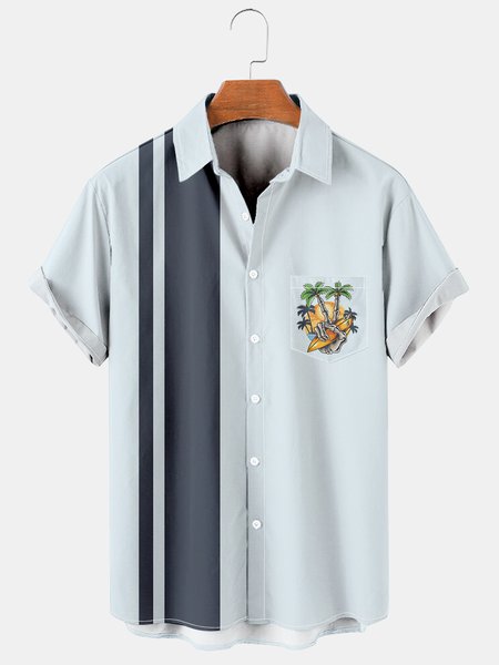 

Men's Printed Casual Breathable Hawaiian Short Sleeve Shirt, As picture, Men's Floral shirt
