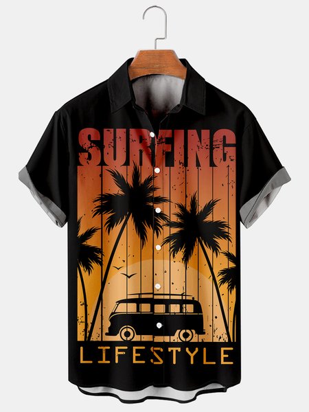 

Men's Printed Casual Breathable Hawaiian Short Sleeve Shirt, As picture, Men's Floral shirt