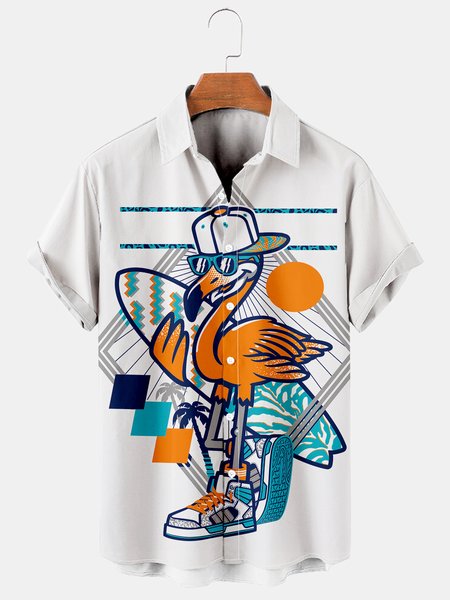 

Men's Printed Casual Breathable Hawaiian Short Sleeve Shirt, As picture, Men's Floral shirt