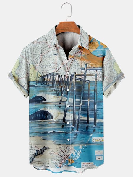 

Men's Printed Casual Breathable Hawaiian Short Sleeve Shirt, As picture, Men's Floral shirt