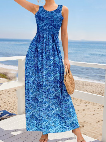 

Gradient blue wavy print resort beach dress Ombre Sexy Loosen Short Sleeve Knit Dress, Dresses