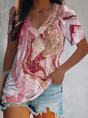 

Raglan Sleeve Vacation Short Sleeve T-Shirt, Pink, T-Shirts