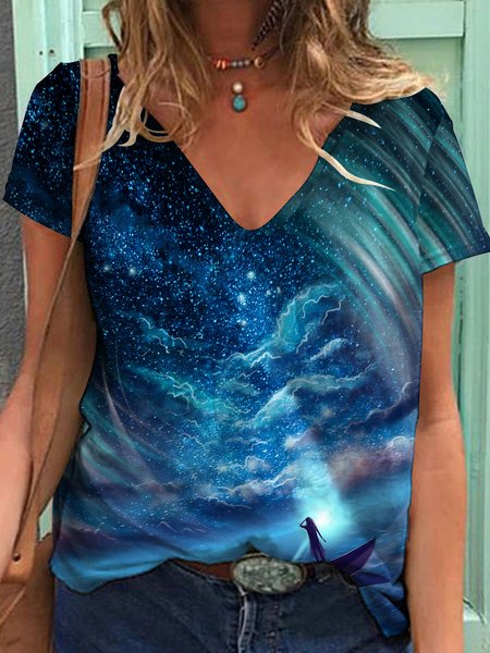 

Hippie Star Short Sleeve T-Shirt, Deep blue, T-Shirts