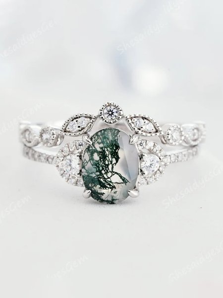 

Vintage Botanical Rhinestone Ring, Silver, Rings