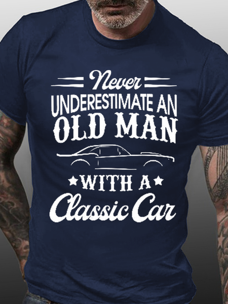 

ever Underestimate An Old Man With A Classic Car Shirts&Tops, Purplish blue, T-shirts
