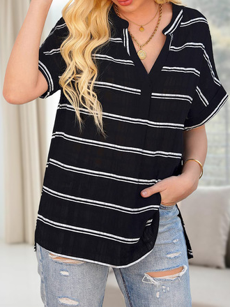 

Loosen Casual Short Sleeve T-Shirt, Black, T-Shirts