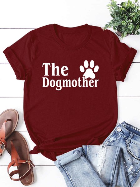 

The Dogmother Funny Print Casual Short Sleeve T-Shirt, Red, T-shirts