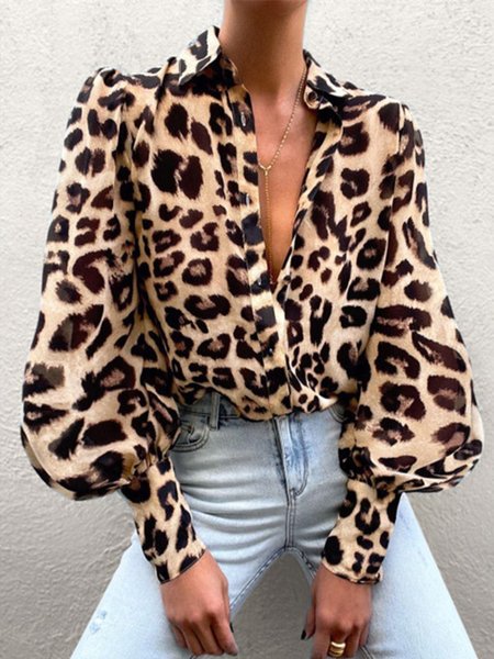 

Daily Leopard Long Sleeve Loosen Shirt, Blouses and Shirts