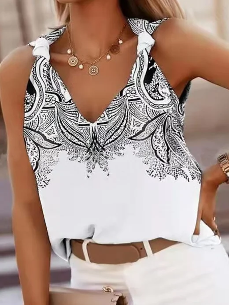 

Casual Tribal Knit Tank, Off white, Tank Top