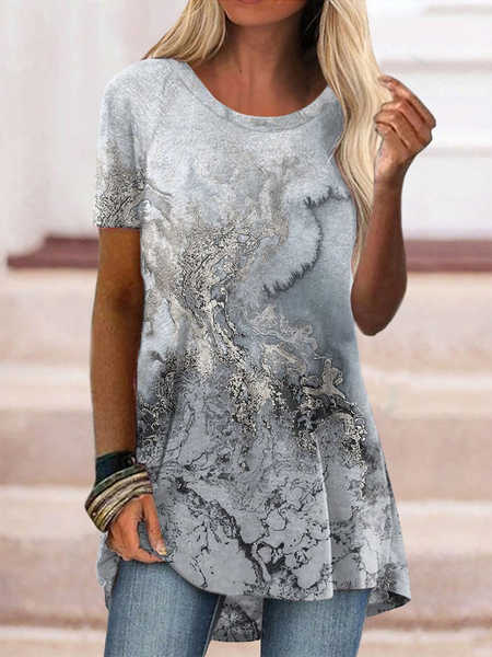 

Plus size Printed Casual Short Sleeve T-Shirt, Multicolor, T-Shirts