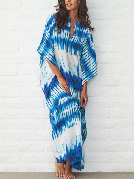 

Vacation Short Sleeve Woven Maxi Dress, Blue, Maxi Dresses