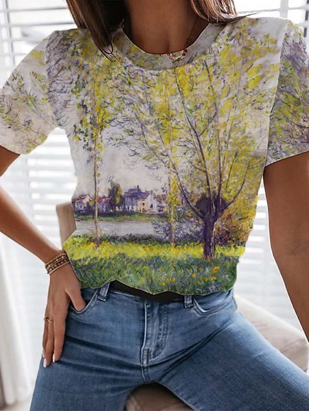 

Loosen Casual Short Sleeve T-Shirt, Multicolor, T-Shirts