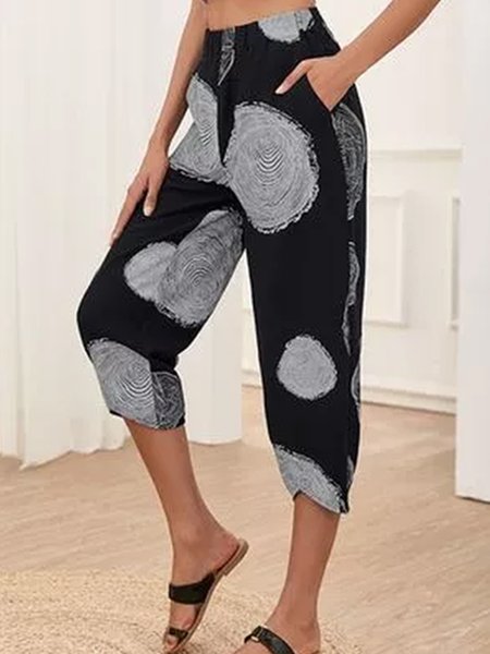 

Vintage Art Classic Loosen Color Block Pants, Black, Shorts