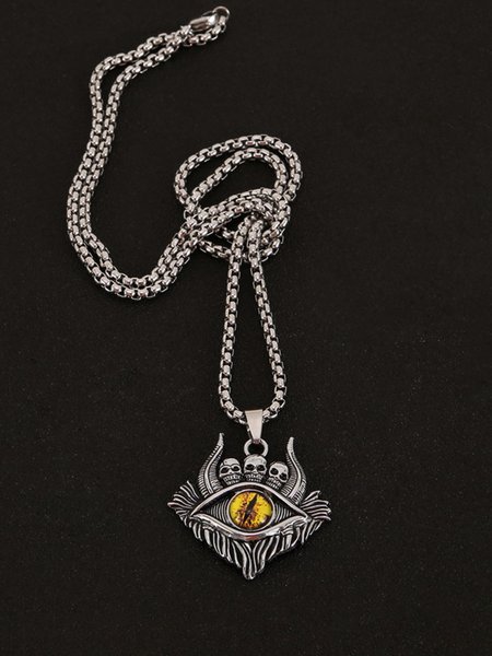 

Men's And Women's Retro Eye Pendant Necklace, Yellow, Men's Accessories