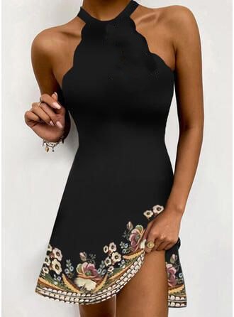 

Regular Fit Vacation Short Sleeve Woven Dress, Black, Dresses