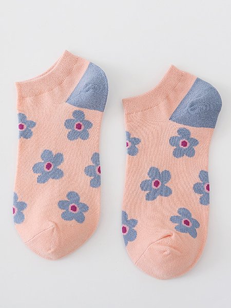 

Floral Socks, Orange, Socks