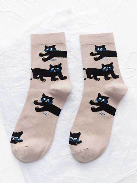 

Vintage Cat Socks, As picture, Socks