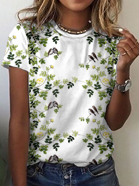 

Plants Crew Neck Short Sleeve T-Shirt, Off white, T-Shirts