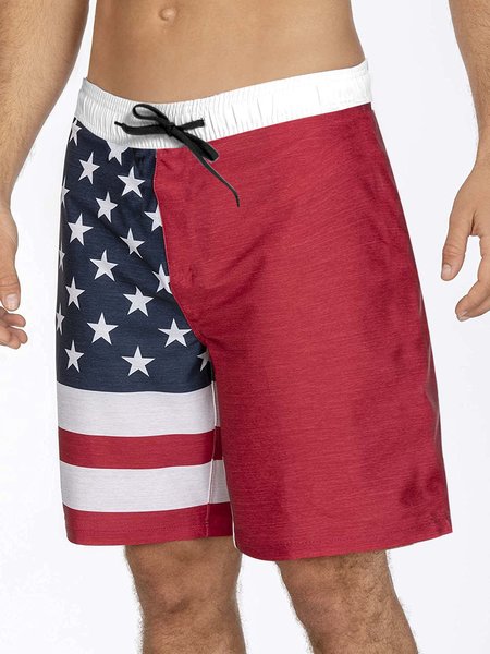 

Flag Graphic Men's Casual Beach Shorts, As picture, Pants