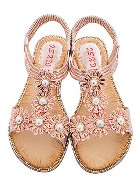 

Rhinestone Pearl Flower Design Sweet Resort Sandals, Pink, Sandals