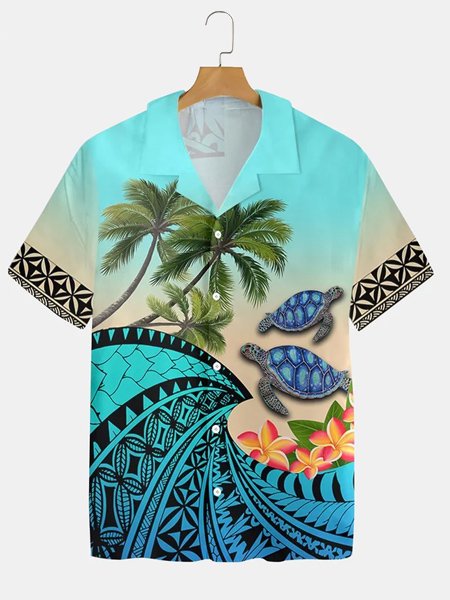 

Vintage Turtle Hawaiian Short Sleeve Shirt, As picture, Shirts ＆ Blouse