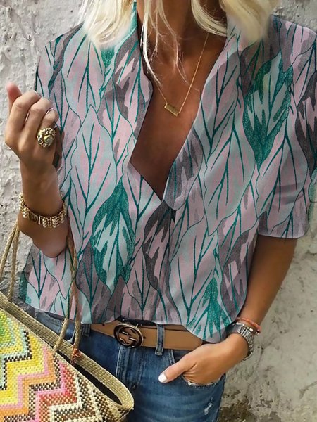 

Shirt Collar Casual Loosen Long Sleeve Tops, Pink, Shirts & Blouses