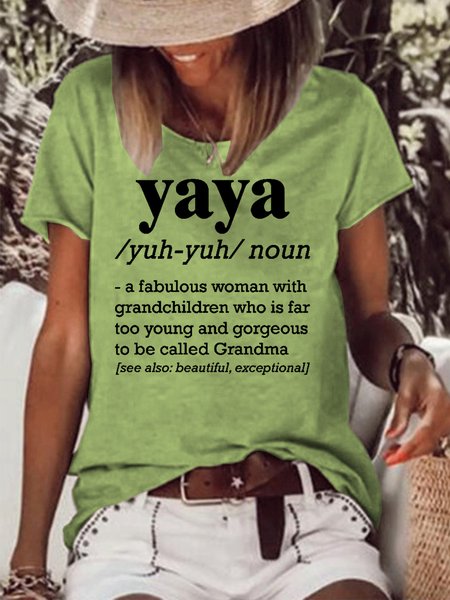 

Yaya definition Best Grandma Short Sleeve Tops, Green, T-shirts