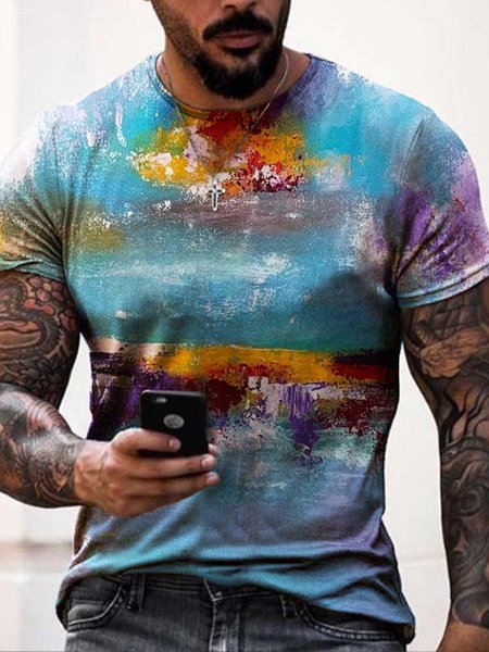 

Men's Tie Dye Short Sleeve T-Shirt, Green, Men's t-shirts