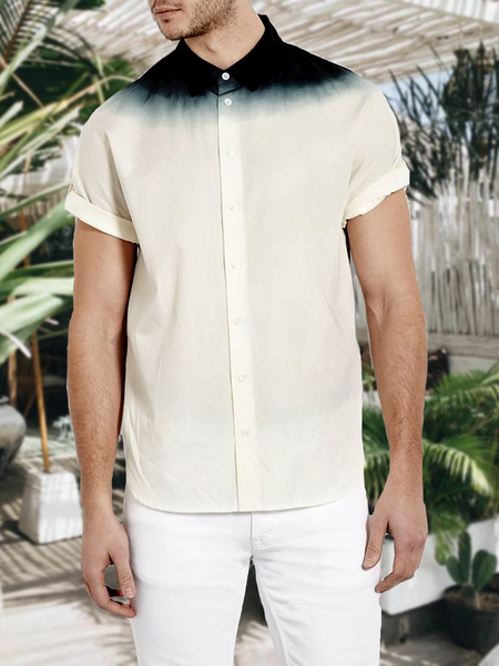 

Cotton And linen Style American Casual Basic Gradient All-match linen Shirt, White, Shirts ＆ Blouse